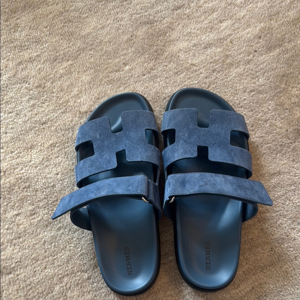 Hermes Deep Blue Chypre Sandals